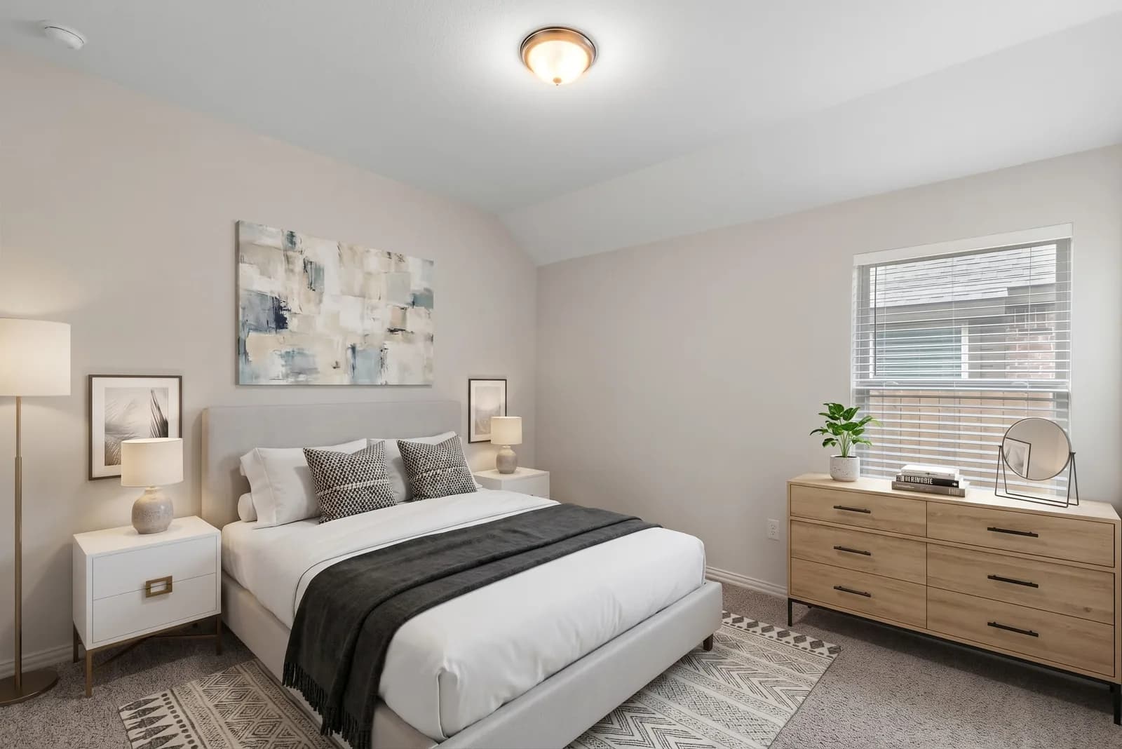 Bedroom, virtually staged in a Modern style by AI